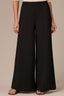 Black Skyrise Banded Elastic Pull-On Waist Pintuck Palazzo Knit Glider Pant
