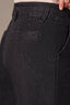 Washed Black Artisanal Denim Contour Shape Technology Skyrise Double Waistband Angled Dart Seam Hook Zip Closure V-Pocket Wide Leg Trouser Pant