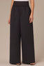 Black Ultra Skyrise Fold Over Elastic Pull-On Waistband Faux Zip Fly Patch Pocket Mixed Media Palazzo Pant