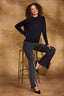 Washed Black Denim Contour Shape Technology High Rise Forward Slit Seam Stud Sam Wide Leg Jean