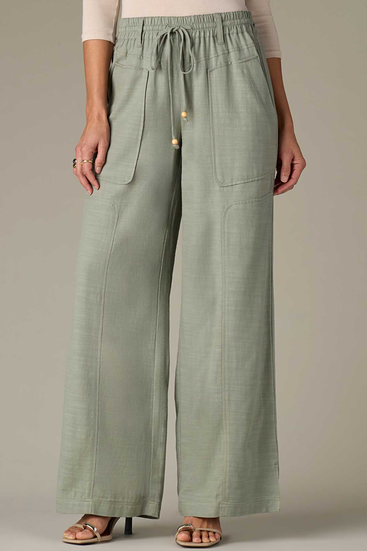 Skyrise V-Yoke Side Panel Wide Leg Pants with Self Tie – Wit & Wisdom