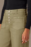 Lily Pad Skyrise Button Fly Seaming V-Shaped Back Yoke Contour Shape Technology Wide Leg Pant