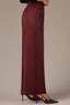 Oxblood Contour Shape Technology Skyrise Patch Pocket Angled Dart Seam Elastic Pull On Waist Faux Fly Petite Palazzo Pant