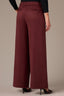 Oxblood Contour Shape Technology Skyrise Patch Pocket Angled Dart Seam Elastic Pull On Waist Faux Fly Petite Palazzo Pant