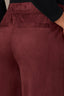 Oxblood Contour Shape Technology Skyrise Patch Pocket Angled Dart Seam Elastic Pull On Waist Faux Fly Petite Palazzo Pant