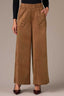 Tobacco Contour Shape Technology Skyrise Patch Pocket Angled Dart Seam Elastic Pull On Waist Faux Fly Palazzo Pant