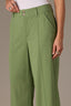 Willow Green Skyrise Double Button Faux Back Pocket Center Front Seam Contour Shape Technology Wide Leg Pant