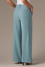 Dusty Blue Skyrise Extended Tab Faux Back Pocket Side Panel Wide Leg Contour Shape Technology Trouser Pant