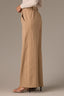 Hazelnut Cream Skyrise Extended Tab Faux Back Pocket Side Panel Wide Leg Contour Shape Technology Trouser Pant