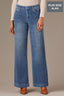 Washed Mid Blue Contour Shape Technology High Rise Corduroy Sam Wide Leg Plus Size Pant
