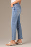 Light Blue Artisanal Denim Logan High Rise Distressed Hem Contour Shape Technology Vintage Skinny Jean