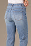 Light Blue Artisanal Denim Logan High Rise Distressed Hem Contour Shape Technology Vintage Skinny Jean