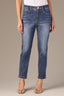 Blue Artisanal Denim Logan High Rise Distressed Hem Contour Shape Technology Vintage Skinny Jean