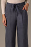 Orion Blue Ultra Skyrise Elastic Pull On Waist Tie Angled Pocket Seaming Detail V-Yoke Contour Shape Technology Relaxed Straight Leg Petite Pant