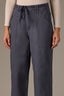Orion Blue Ultra Skyrise Elastic Pull On Waist Tie Angled Pocket Seaming Detail V-Yoke Contour Shape Technology Relaxed Straight Leg Petite Pant