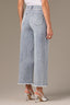 Light Blue Artisanal Denim Skyrise Fray Hem Round Up Contour Shape Technology Wyatt Wide Leg Boyfriend Jean