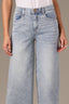Light Blue Artisanal Denim Skyrise Fray Hem Round Up Contour Shape Technology Wyatt Wide Leg Boyfriend Jean