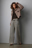 Tinted Brown Denim High Rise Contour Shape Technology V Yoke Dual Entry Porkchop Pocket Wide Leg Petite Jean