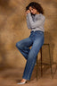 Blue Denim Contour Shape Technology REPREVE High Rise Cut Out Pearl Detail Sam Wide Leg Jean