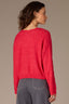 Coral Punch Long Sleeve Scallop Boat Neck Crochet Embroidered Sweater