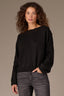 Heather Black Long Sleeve Scallop Boat Neck Crochet Embroidered Sweater