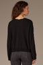 Heather Black Long Sleeve Scallop Boat Neck Crochet Embroidered Sweater