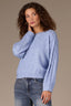 Heather Airy Blue Long Sleeve Scallop Boat Neck Crochet Embroidered Sweater