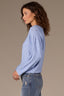 Heather Airy Blue Long Sleeve Scallop Boat Neck Crochet Embroidered Sweater