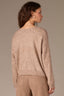 Heather Oatmeal Long Sleeve Scallop Boat Neck Crochet Embroidered Sweater