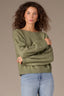 Willow Green Long Sleeve Scallop Boat Neck Crochet Embroidered Sweater