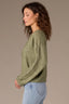 Willow Green Long Sleeve Scallop Boat Neck Crochet Embroidered Sweater