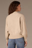 Heather Wheat Long Cinched Dolman Sleeve V-Neck Zip Front Pintuck Banded Hem Sweater Jacket