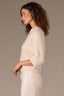 Heather Cream Three Quarter Dolman Blouson Sleeve Pleated Funnel Neck Banded Hem Sweater Top