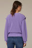 Jewel Lavender Long Banded Sleeve Extended Ribbed Flange Shoulder Round Neck Pointelle Sweater