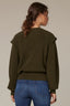 Wintergreen Long Banded Sleeve Extended Ribbed Flange Shoulder Round Neck Pointelle Sweater