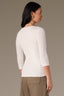 Off White Below Elbow Sleeve Whipstitch Detail Round Neck Ribbed Sweater