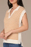 Off White Desert Dust Stripe Extended Shoulder Cap Sleeve Collar V-Neck Stripes Border Print Sweater