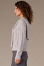 Heather Grey Long Sleeve Round DoubleLayer Neck Twofer Front Tie Open Work Pointelle Sweater