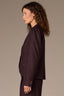 Oxblood Long Sleeve Puff Shoulder Single Button Flap Pocket Blazer