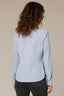 Light Blue Navy Long Cuff Band Sleeve Collar Neck Button Down Pinstripe Print Hi-Low Woven Shirt