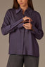 Blue Charcoal Long Button French Cuff Sleeve Collar Neck Hidden Placket Button Down Split Hi-Low Woven Shirt