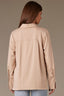 Champagne Long Button French Cuff Sleeve Collar Neck Hidden Placket Button Down Split Hi-Low Woven Shirt