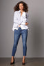 Blue Denim Charlotte Mid-Rise Contour Shape Technology Cropped Ankle Skimmer Raw Hem Skinny Jean