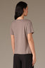 Oyster Mushroom Short Sleeve Scoop Neck Raw Edge Detailing Twist Front Knit Top