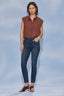 Cherrywood Extended Shoulder Cap Sleeve Button Front Hidden Placket Collar Bubble Hem Woven Top