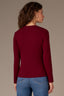 Garnet Long Sleeve Scoop Neck Waist Twist Asymmetrical Slit Hem Knit Top