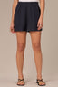 Navy Skyrise Elastic Pull-On Paper Bag Waist Tulip Overlap Hem Smocked Short