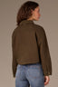 Winter Moss Long Sleeve Button Down Front Collar Neck Oversized Pocket Corduory Contrast Woven Jacket