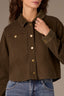 Winter Moss Long Sleeve Button Down Front Collar Neck Oversized Pocket Corduory Contrast Woven Jacket