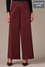 Oxblood Contour Shape Technology Skyrise Patch Pocket Angled Dart Seam Elastic Pull On Waist Faux Fly Plus Size Palazzo Pant